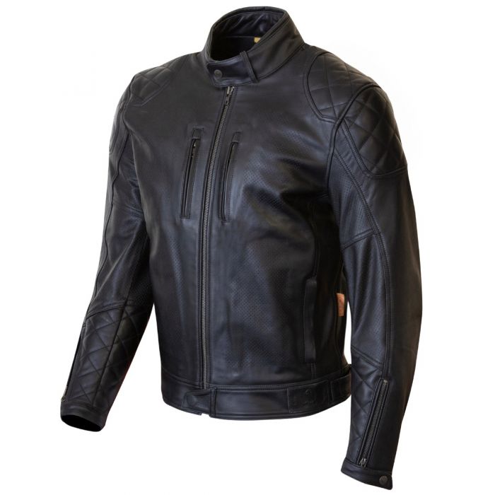 Women's Black Quilted Leather Biker Jacket, Black Mesh Tank, Black
