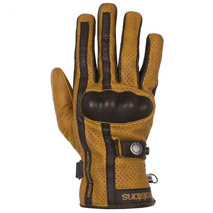 Helstons Eagle Pro Goat Leather Motorbike Motorcycle Gloves Gold/Brown 
